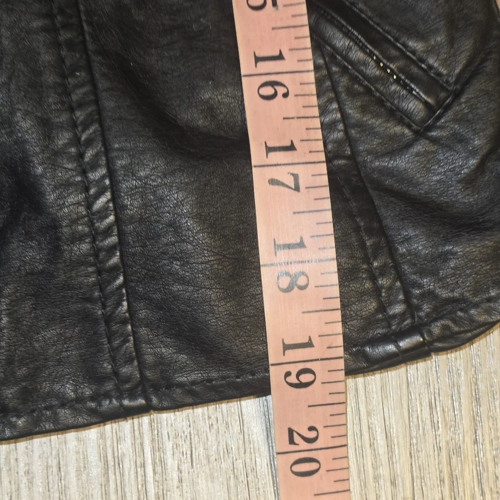 Jou Jou Kids Black Leather Jacket with Ruffle Detail